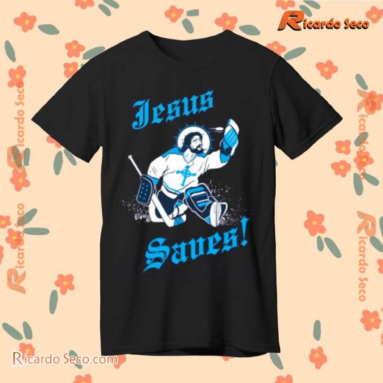 Jesus Saves Hockey Goalie Gift For Men And Women Unisex T-shirt b58c7l3