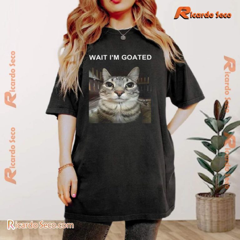 Wait I'm Goated Cat Funny Graphic Classic Men Shirt-b 0sEYwp7