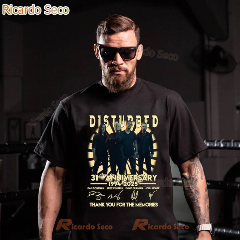 Disturbed 31 Years Anniversary 1994-2025 Signatures T-shirt SbQCE3X