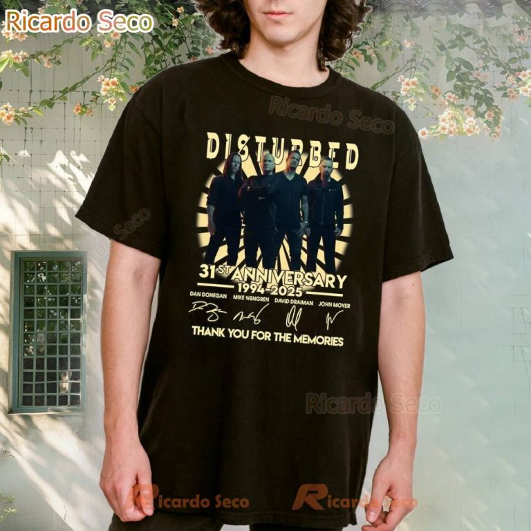 Disturbed 31 Years Anniversary 1994-2025 Signatures T-shirt-b q4xDtMd