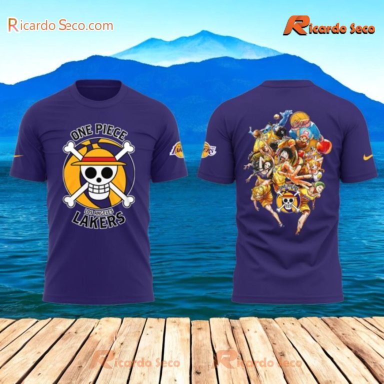 Los Angeles Lakers X One Piece Night Collab Basketball Anime T-shirt-a rG76vOB