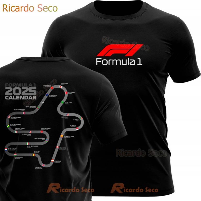 Formula 1 2025 Calendar T-shirt ECn3H4M