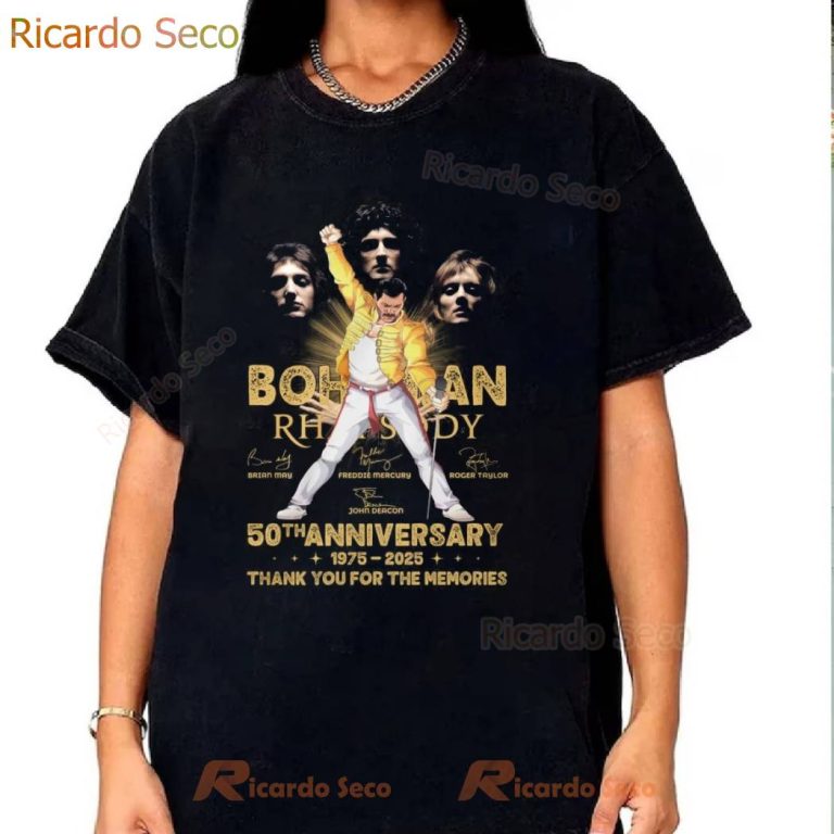 Freddie Mercury Bohemian Rhapsody 50th Anniversary 1975-2025 T-shirt o5B0zNU