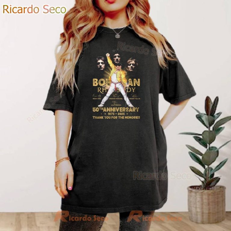 Freddie Mercury Bohemian Rhapsody 50th Anniversary 1975-2025 T-shirt-a VteXWOH