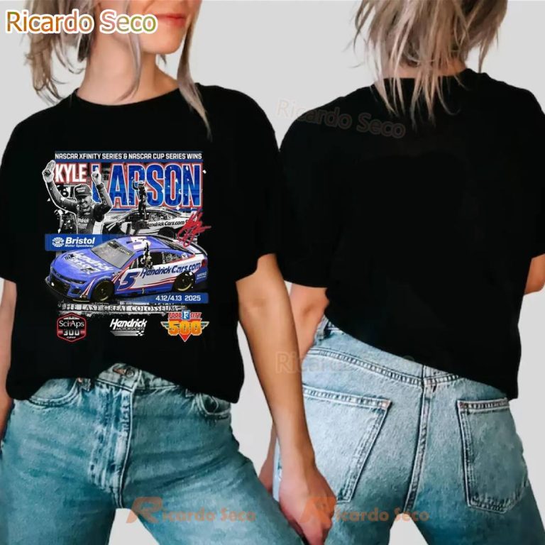 Kyle Larson 2025 Dual Car Bristol 1 Race Win T-shirt NXyDP0b
