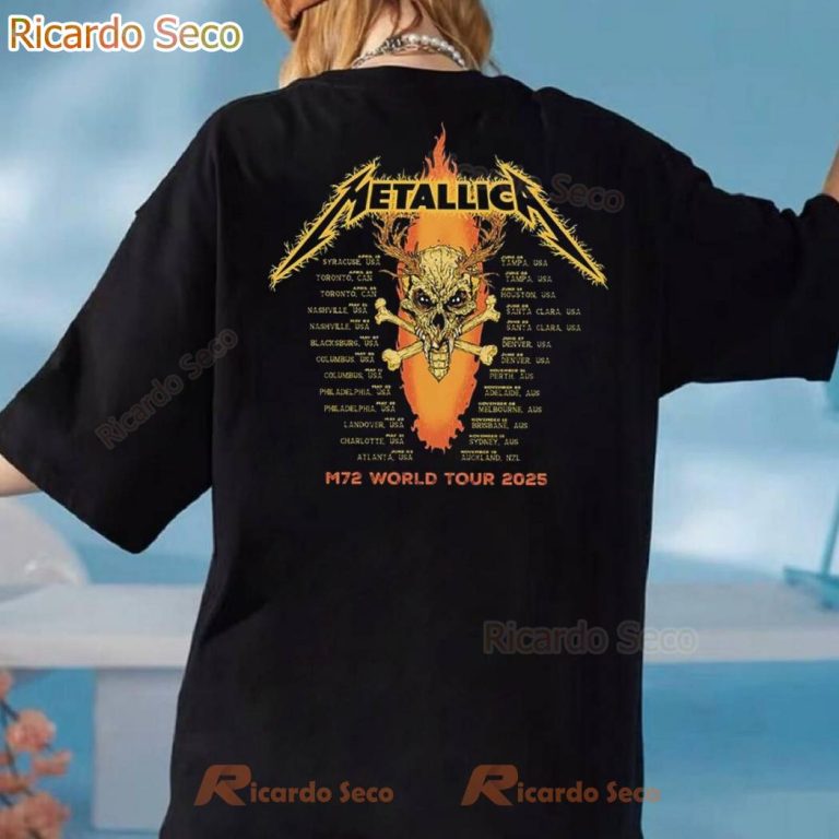 Metallica M72 World Tour 2025 Flame Skull Tour T-shirt-b HrZ206Q