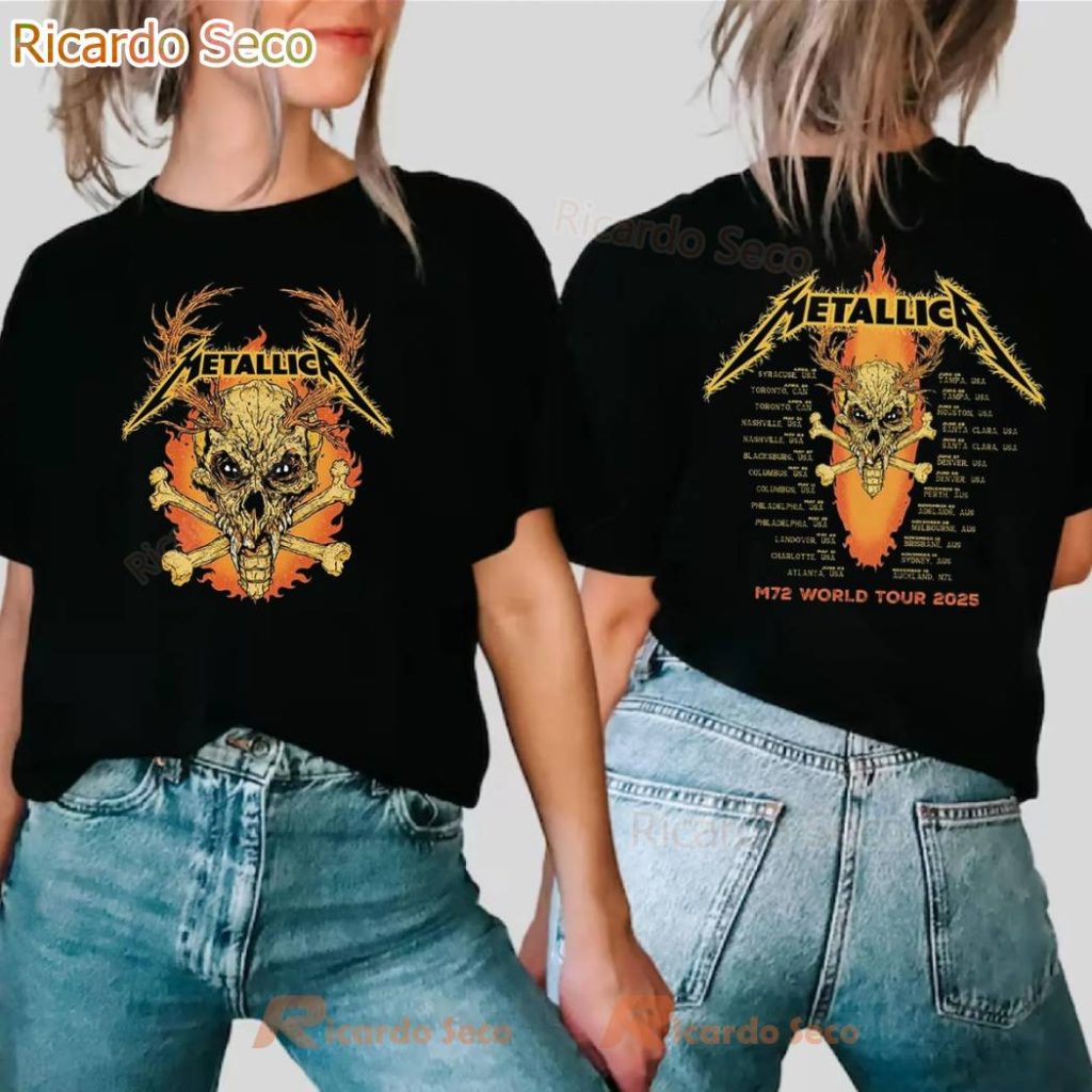 Metallica M72 World Tour 2025 Flame Skull Tour T-shirt - Ricardo