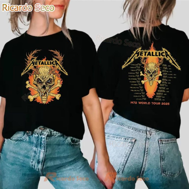 Metallica M72 World Tour 2025 Flame Skull Tour T-shirt 2iTxeSZ