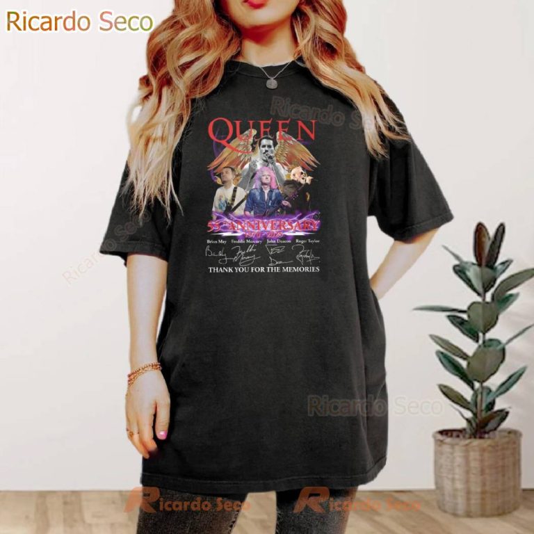 Queen 55th Anniversary 1970-2025 Signature T-shirt-a RZjmhct