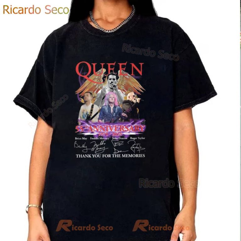Queen 55th Anniversary 1970-2025 Signature T-shirt-b vFc950k