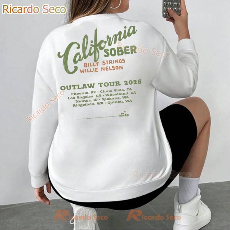 Billy Strings Willie Nelson California Sober Outlaw Tour 2025 T-shirt-c VBYCowA