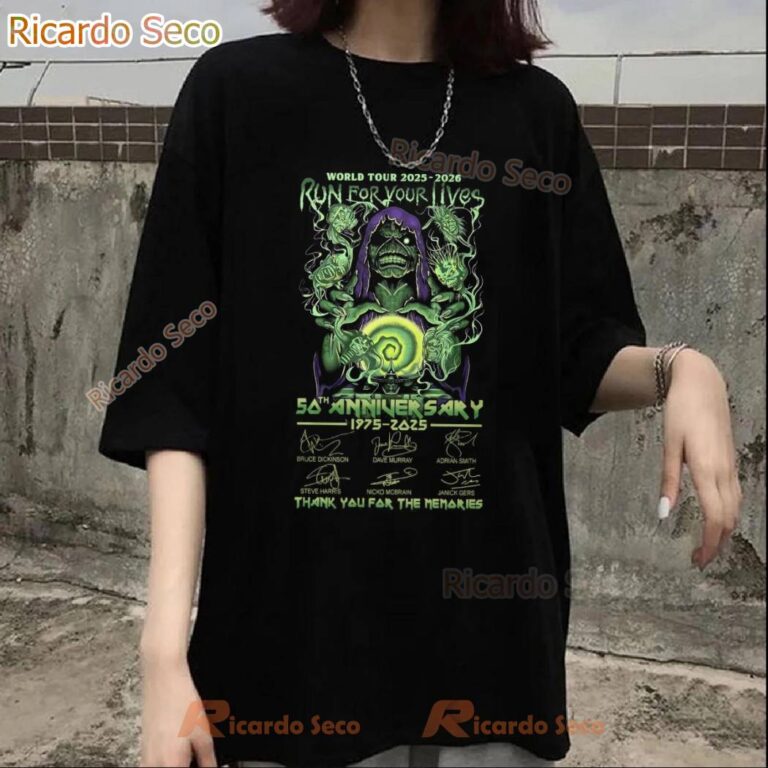 Iron Maiden 50th Anniversary 1975-2025 Run For Your Lives World Tour 2025-2026 T-shirt-a VdEfwiQ