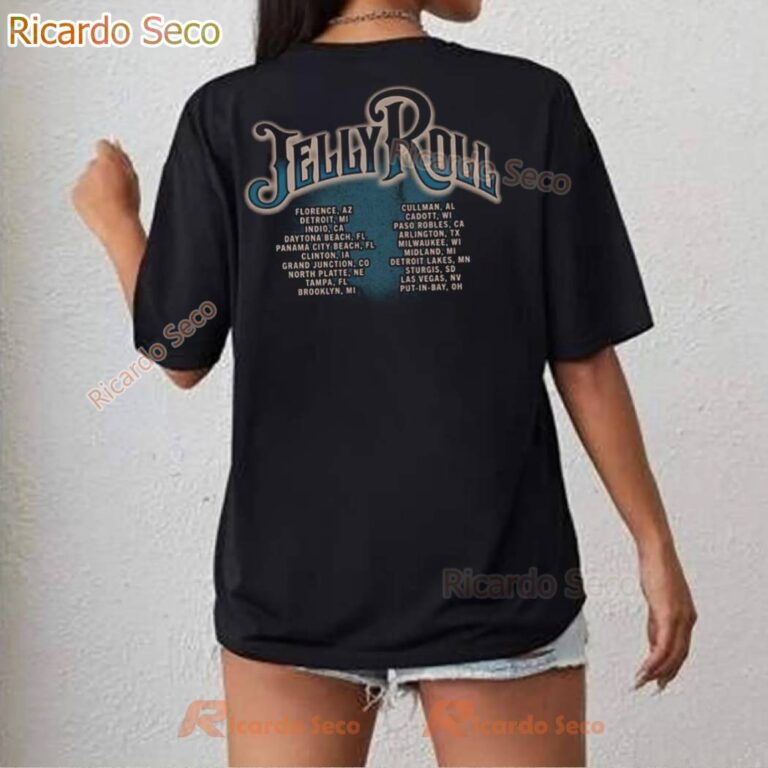 Jelly Roll The Beautiful Broken Great Northern Tour 2025 Blue Portrait Tour T-shirt-c YgEzG9Z