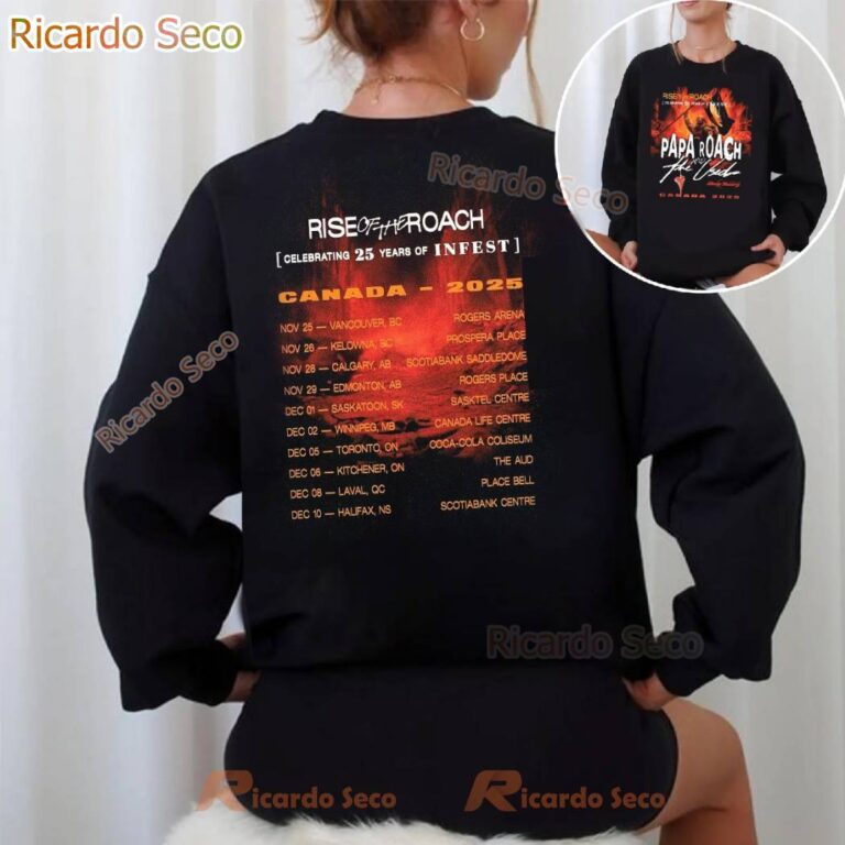 Papa Roach And The Used Rise Of The Roach Celebrating 25 Years Of Infest Canada 2025 Tour T-shirt-b 6S2eBvV