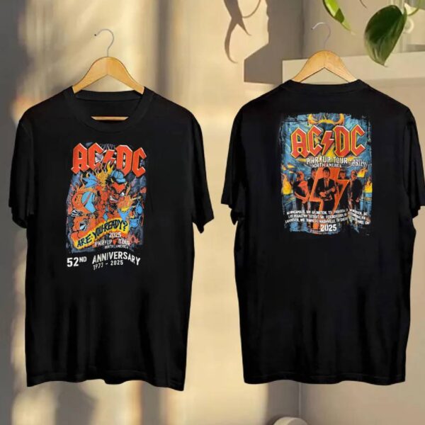 Acdc 52nd Anniversary 1973-2025 Are You Ready T-shirt fM8BXHb