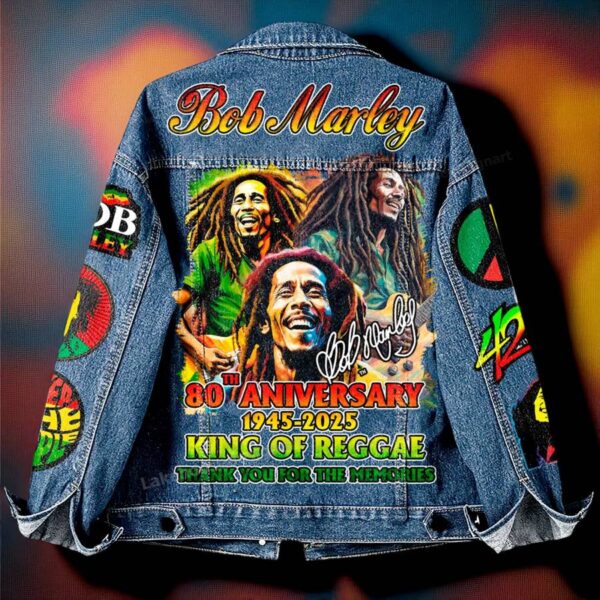 Bob Marley 80th Anniversary 194502925 King Of Reggae Denim Jacket-b 8SbLEDW