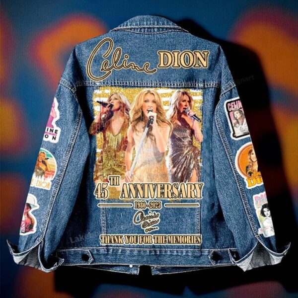 Celine Dion 45th Anniversary 1980-2025 Denim Jacket-b 2KucxOW