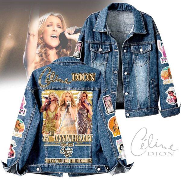 Celine Dion 45th Anniversary 1980-2025 Denim Jacket wen0VgU