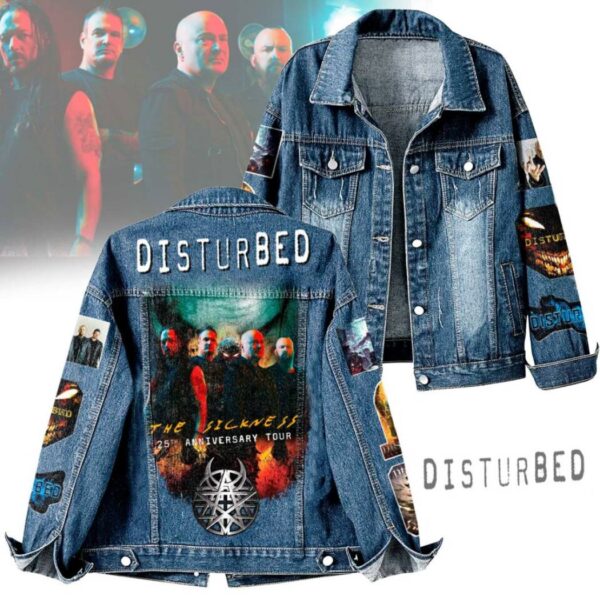 Disturbed The Sickness 25th Anniversary Tour 2025 Denim Jacket nkit1WV