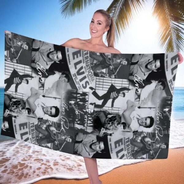 Elvis Presley Black And White Gift For Fan Beach Towel-a kYBgi8G