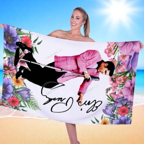 Elvis Presley Flower Signatured Beach Towel-a jECZqR7
