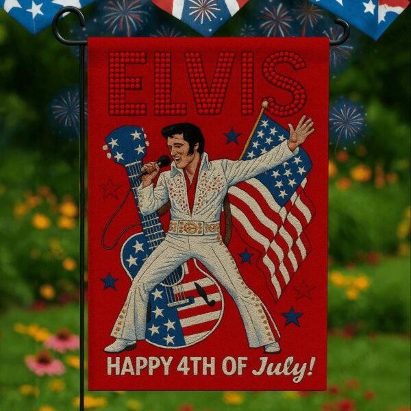 Elvis Presley Happy 4th Of July Flag vcf1OjW
