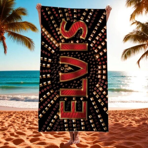 Elvis Presley Taking Care Of Business In A Flash Beach Towel-a kTbQSVZ