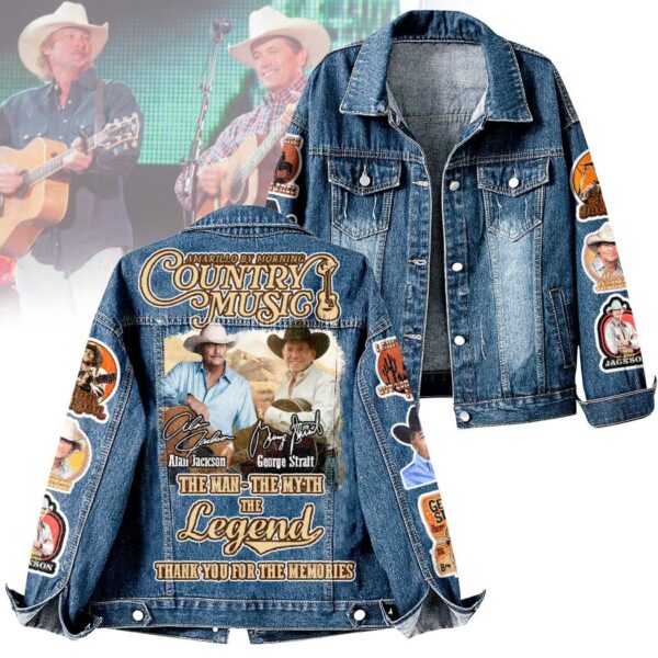George Strait Amarillo By Morning Feat Alan Jackson The Man The Myth The Legend Country Music Denim Jacket kpqCtTn