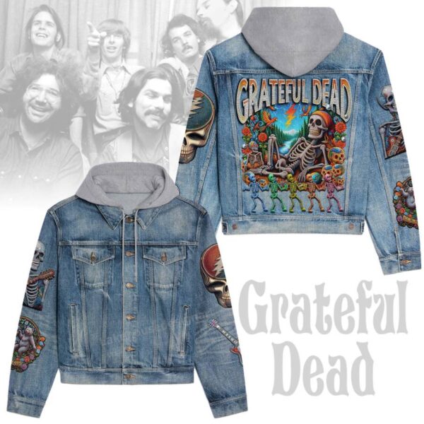 Grateful Dead Jean Hoodie Jacket nmeMWsg