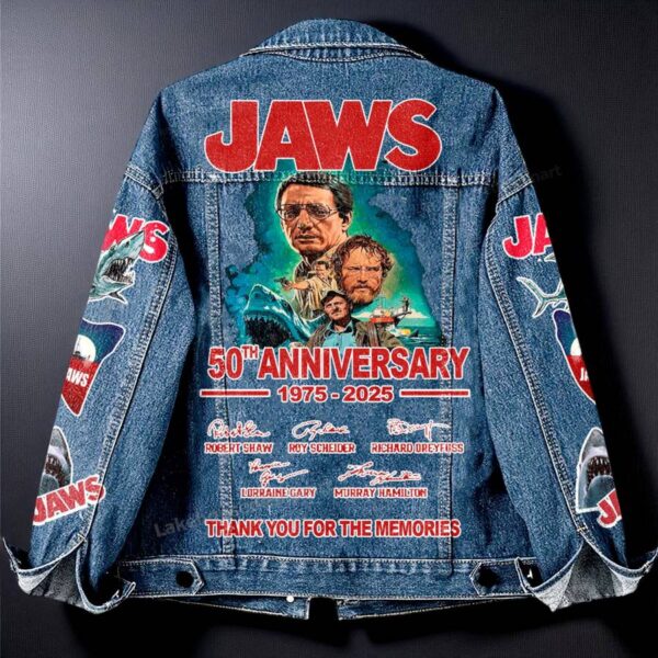 Jaws 50th Anniversary 1975-2025 Denim Jacket-b jQgDtpx
