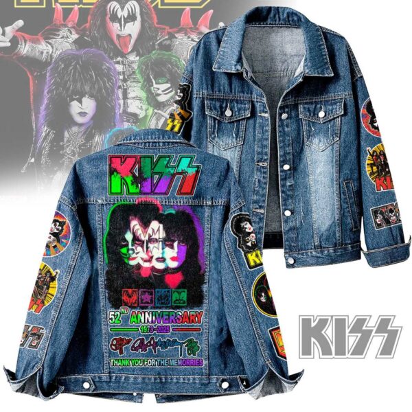 Kiss 52th Anniversary 1973-2025 Thank You For The Memories Denim Jacket cnItZWH