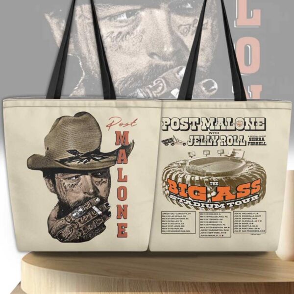 Post Malone With Jelly Roll The Big Ass Stadium Tour 2025 Tote 1RABPo7