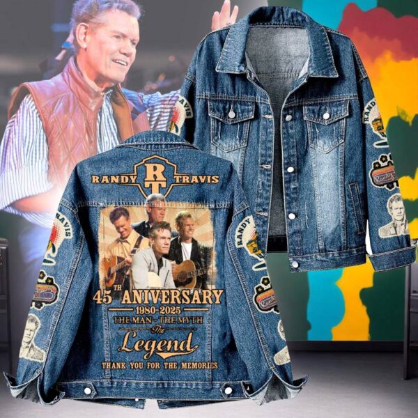 Randy Travis 45th Anniversary 1980-2025 The Legend Denim Jacket 9pKjUkE