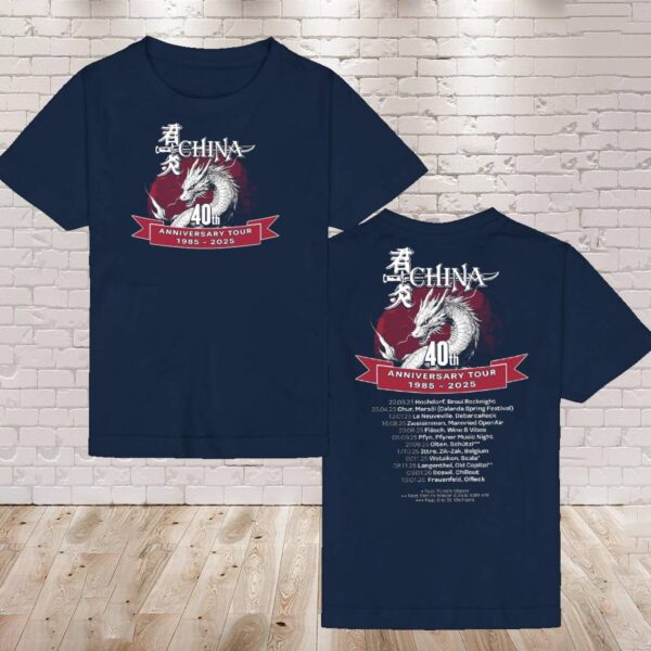 Rock Band China 40th Anniversary Tour 1985-2025 T-shirt-a S7qV4x8