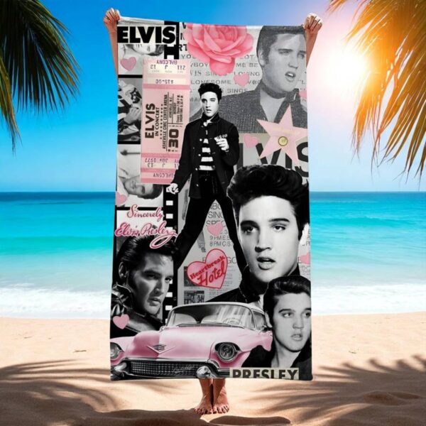 Sincerely Elvis Presley Heartbreak Hotel Beach Towel 1sIgOTU