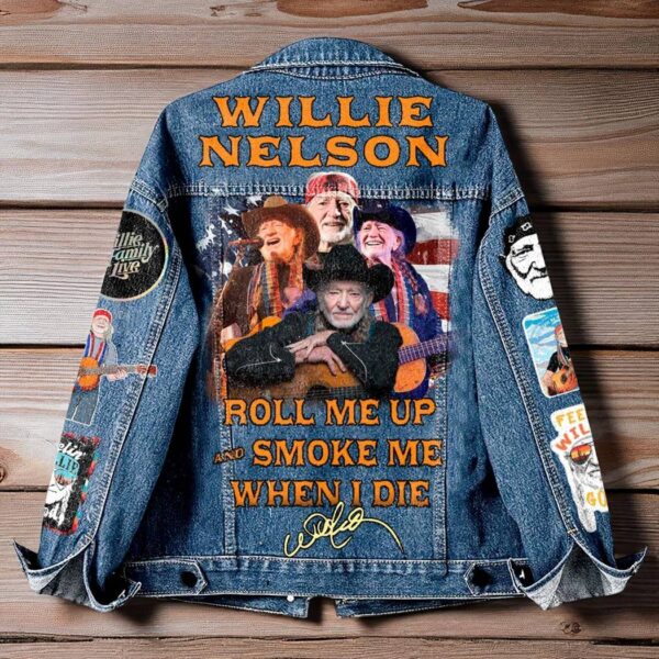 Willie Nelson Roll Me Up Smoke Me When I Die Denim Jacket-b 25bMHGg3uH Qa23xSc