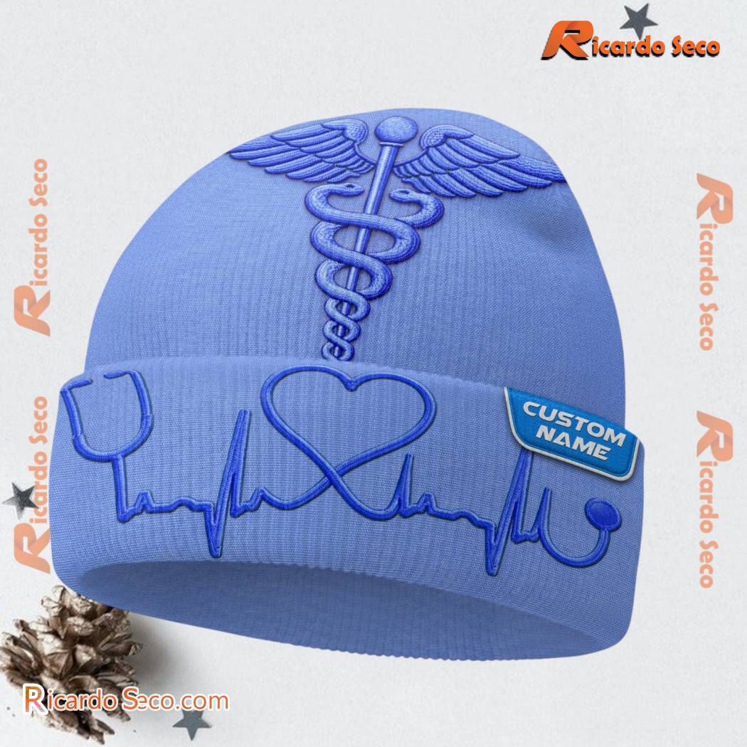 Caduceus & Heartbeat Embroidered Beanie Hat Caduceus & Heartbeat Embroidered Beanie Hat iXTk8Y2