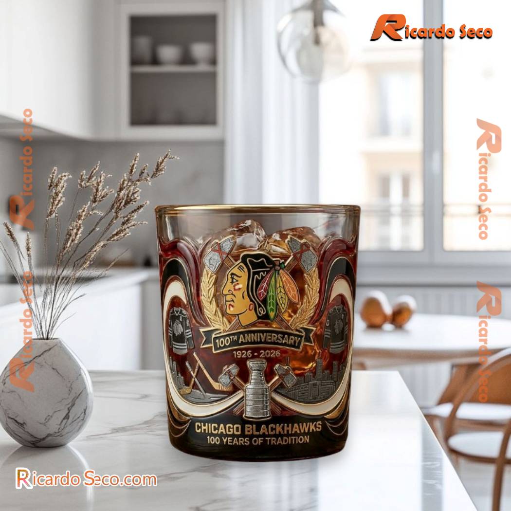 Chicago Blackhawks 100th Anniversary Of Tradition Whiskey Glass Mj5zCrE