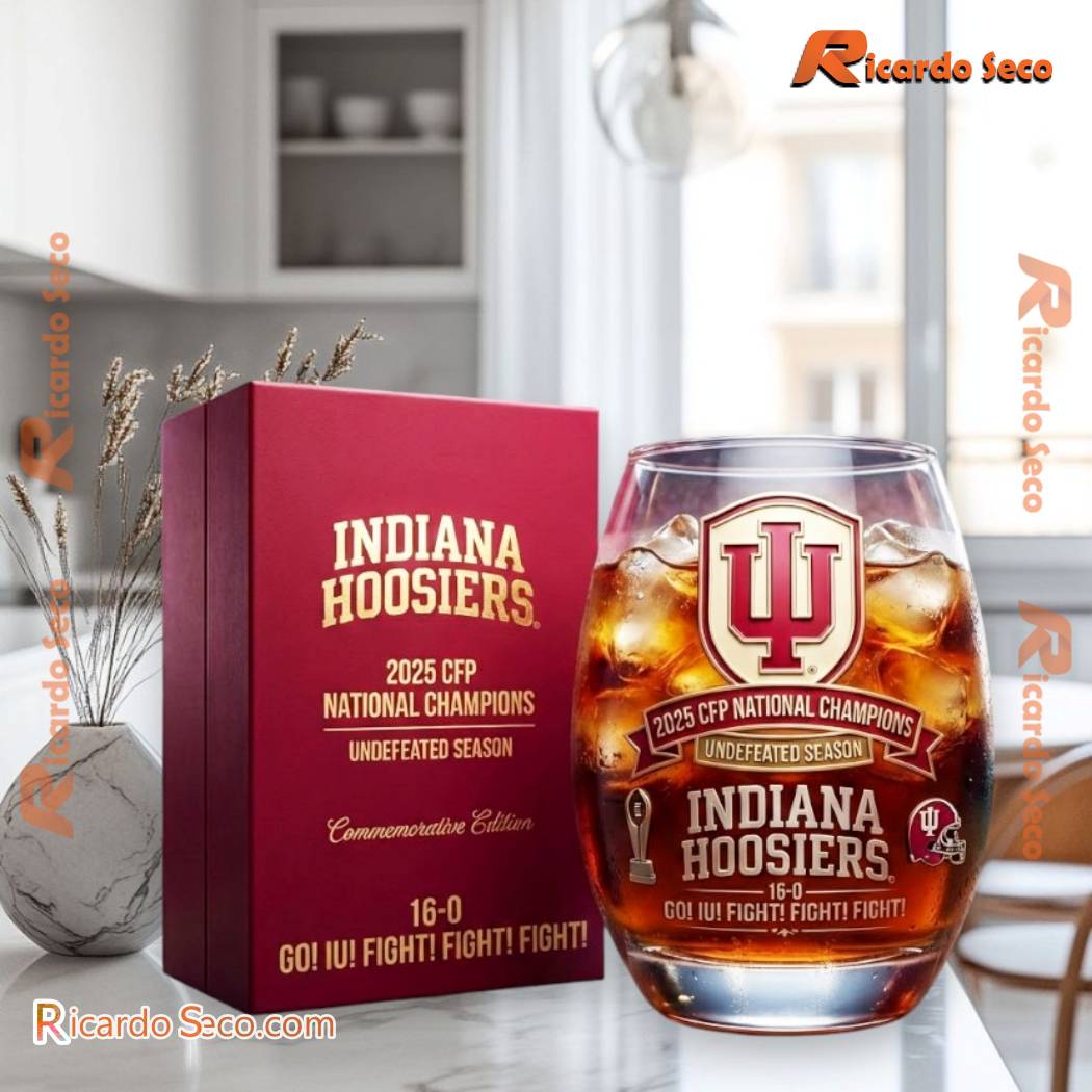 Indiana Hoosiers 2025 CFP National Champions Undefeated Season Whiskey Glass 04xyVZq