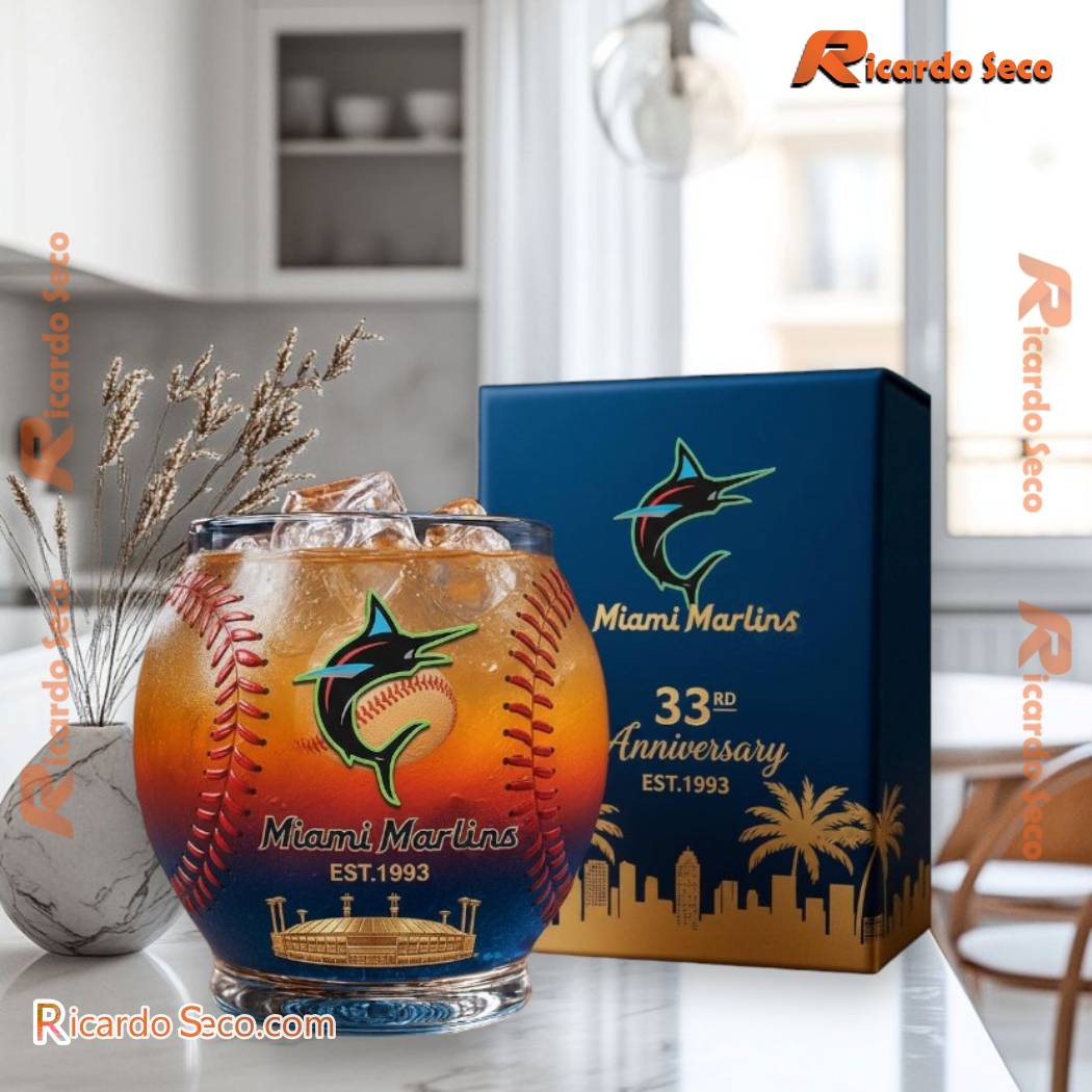 Miami Marlins 33rd Anniversary Est 1993 Whiskey Glass Miami Marlins 33rd Anniversary Est 1993 Whiskey Glass VYDuiqh