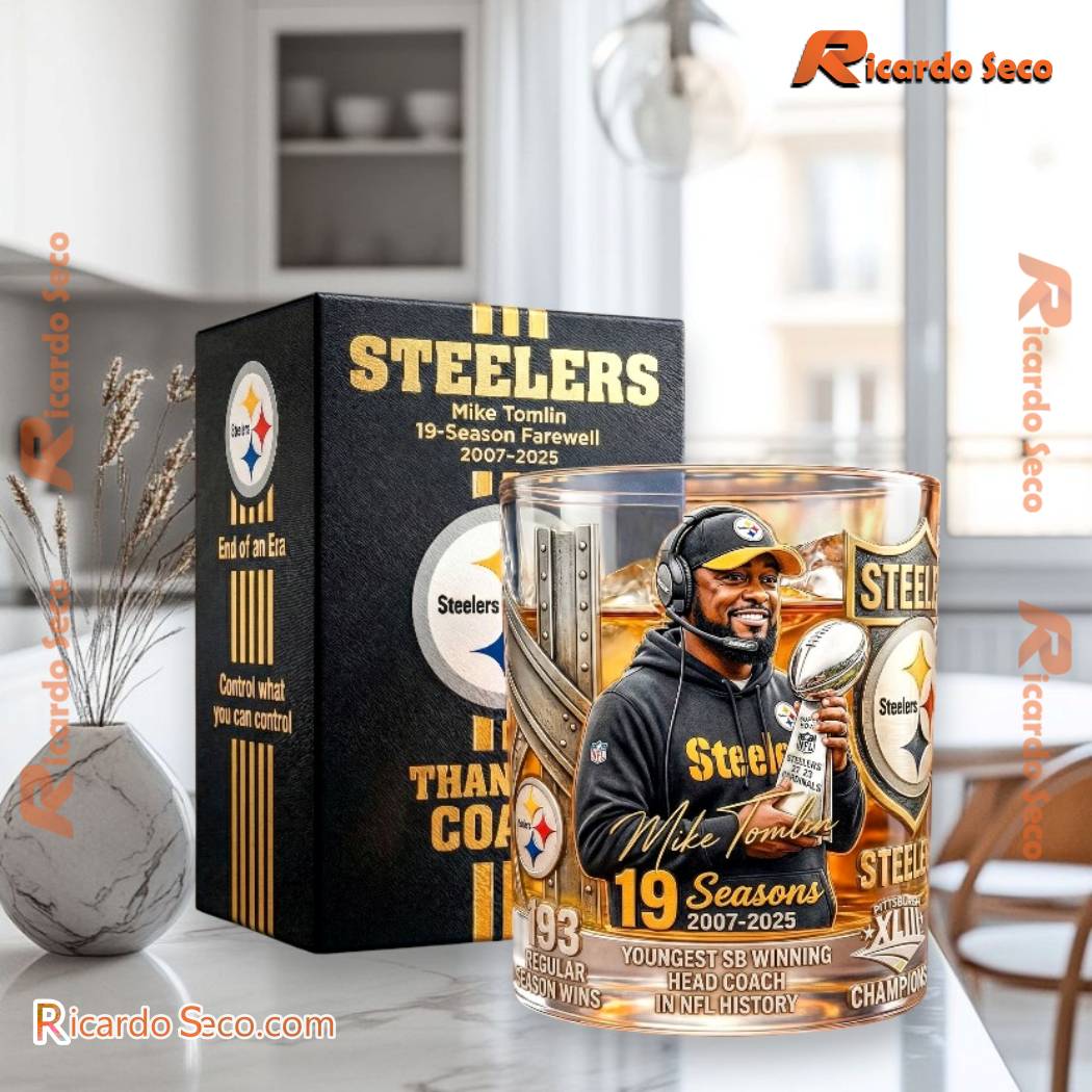Pittsburgh Steelers Mike Tomlin 19 Season Farewell 2007 2025 Whiskey Glass L3ZPTvK