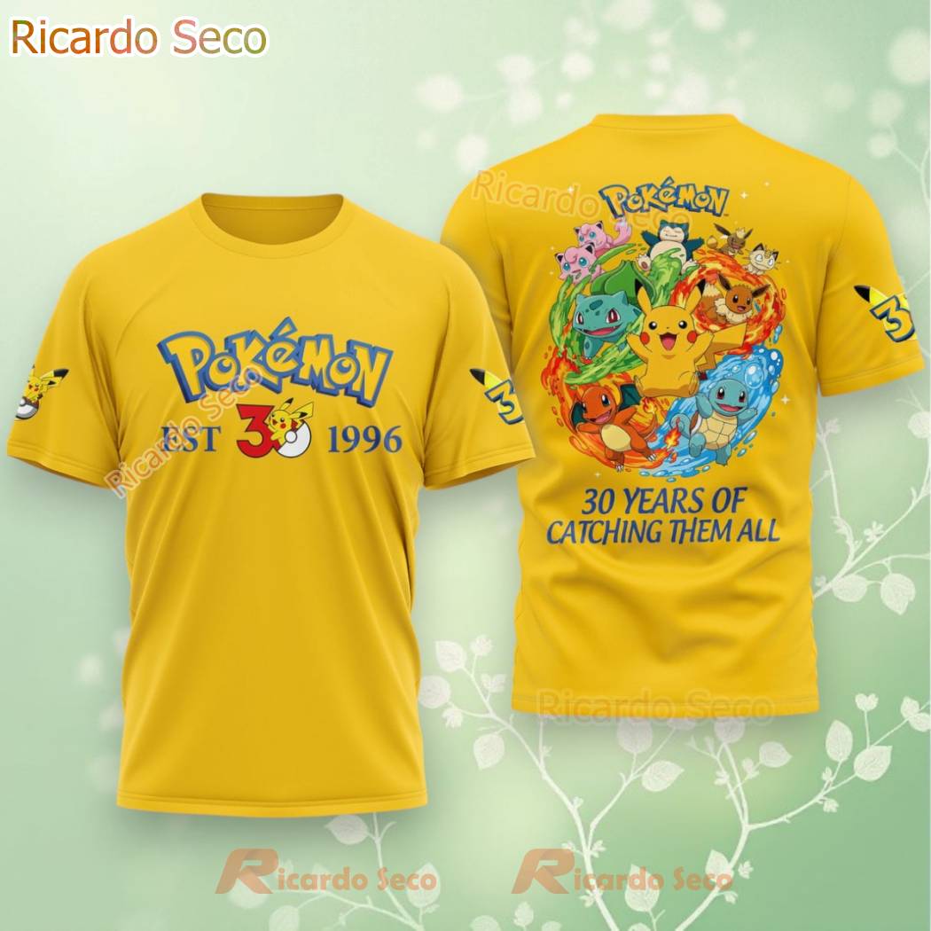 Pokemon 30 Years Of Catching Them All Est 1996 T-shirt-a srVZ7ST