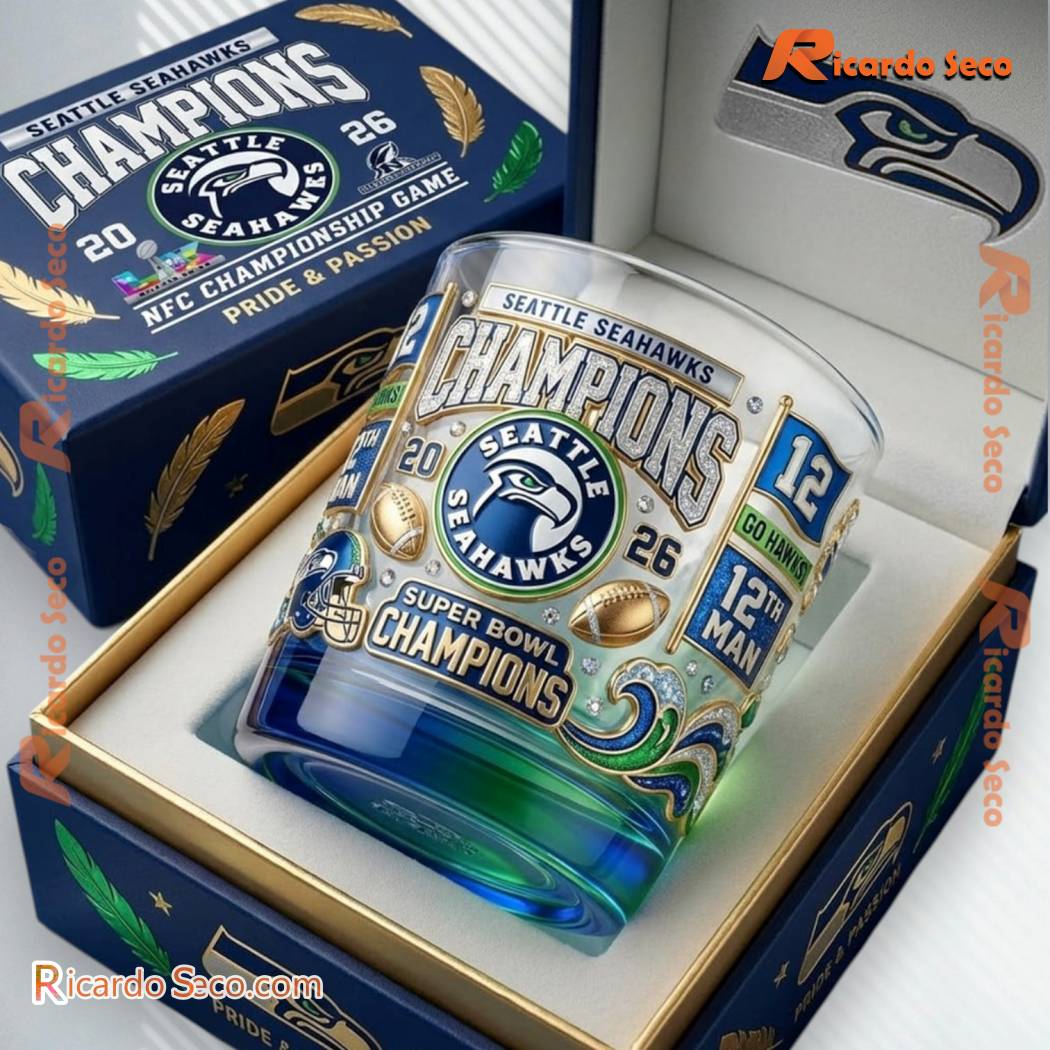 Seattle Seahawks Super Bowl Champions 2026 Whiskey Glass AHKgR1U