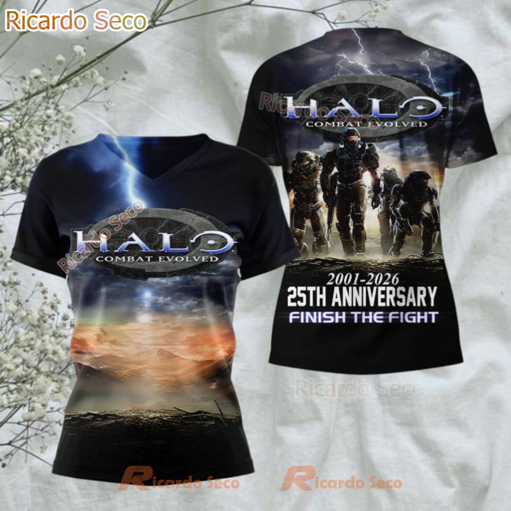 Halo Combat Evolved 25th Anniversary Finish The Fight 3D T-shirt Halo Combat Evolved 25th Anniversary Finish The Fight 3D T-shirt Us6Gm9Y