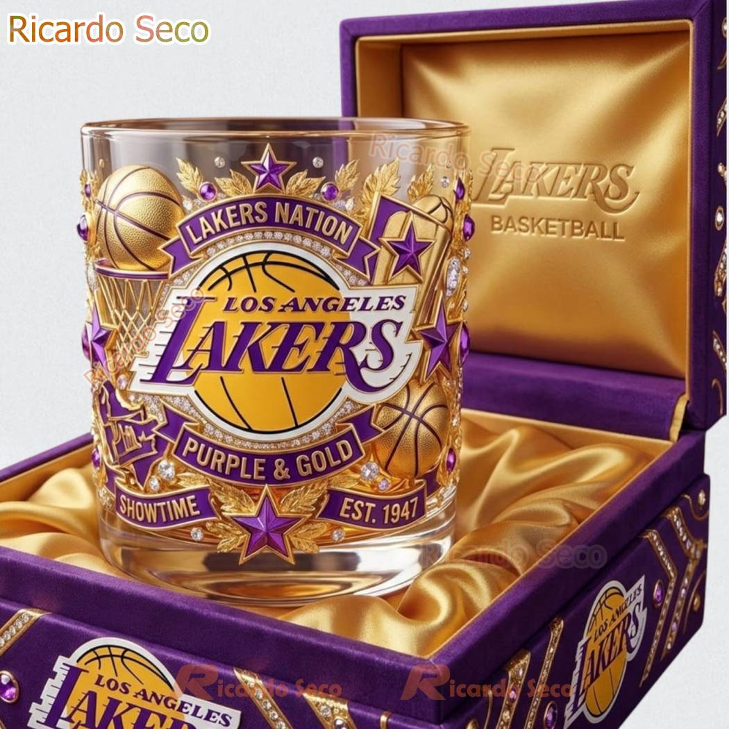 Los Angeles Lakers Purple & Gold Est 1947 Whiskey Glass HRSwZt5