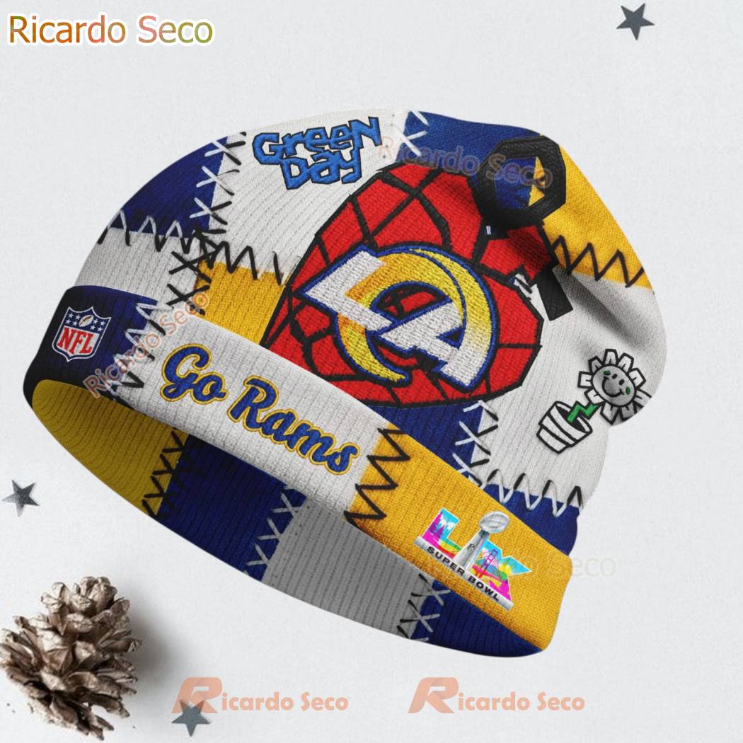 Los Angeles Rams & Green Day NFL 2026 Super Bow Beanie Hat uP8CKp7