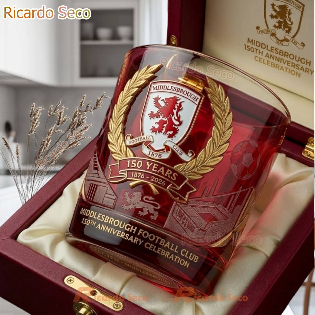 Middlesbrough FC 150th Anniversary Celebration Whiskey Glass G5upB20