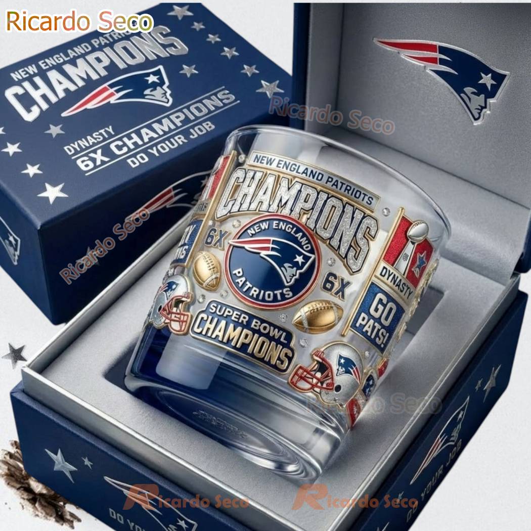 New England Patriots 2026 Super Bowl Champions 6X Whiskey Glass B05Pr4I