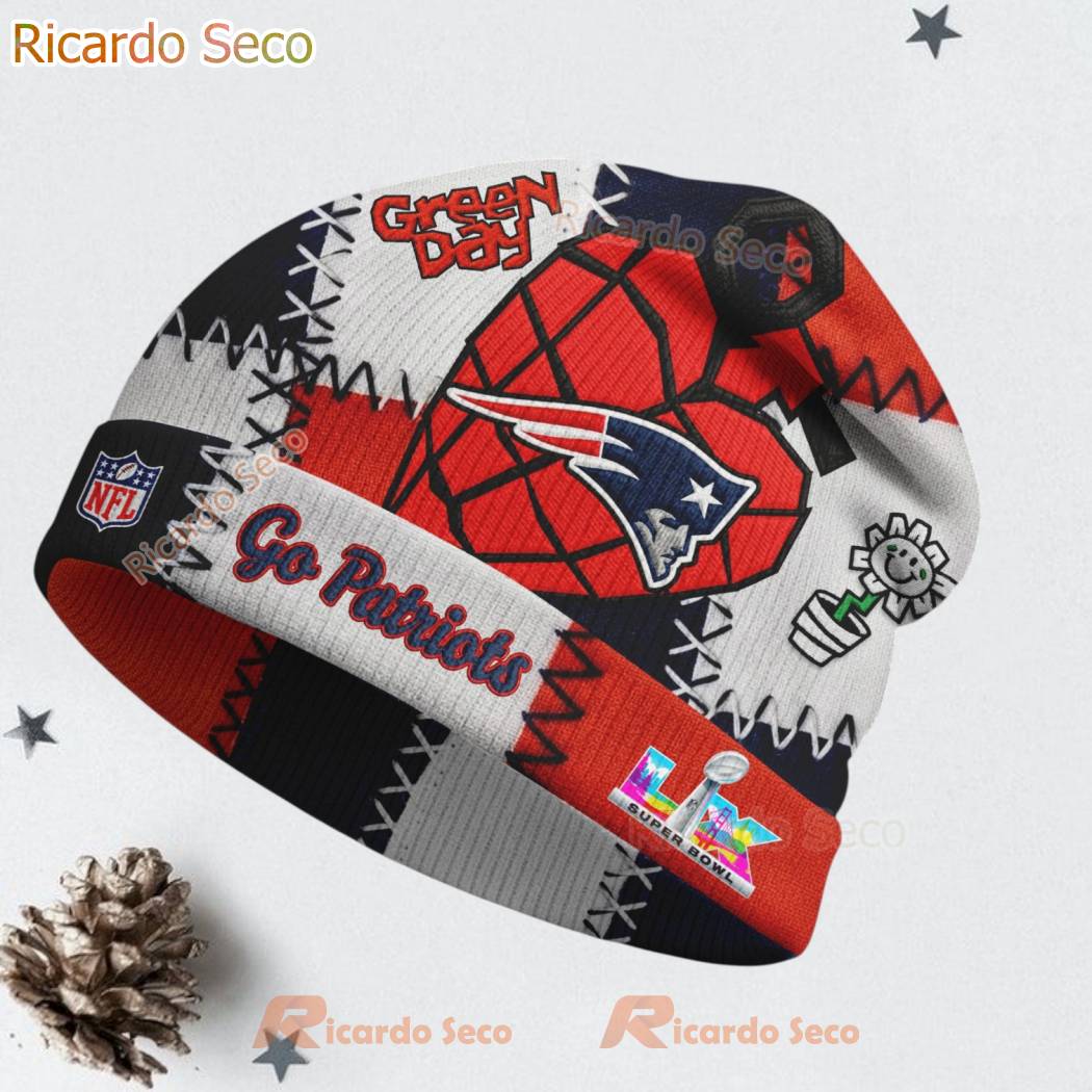 New England Patriots & Green Day NFL 2026 Super Bow Beanie Hat Ig95tiV