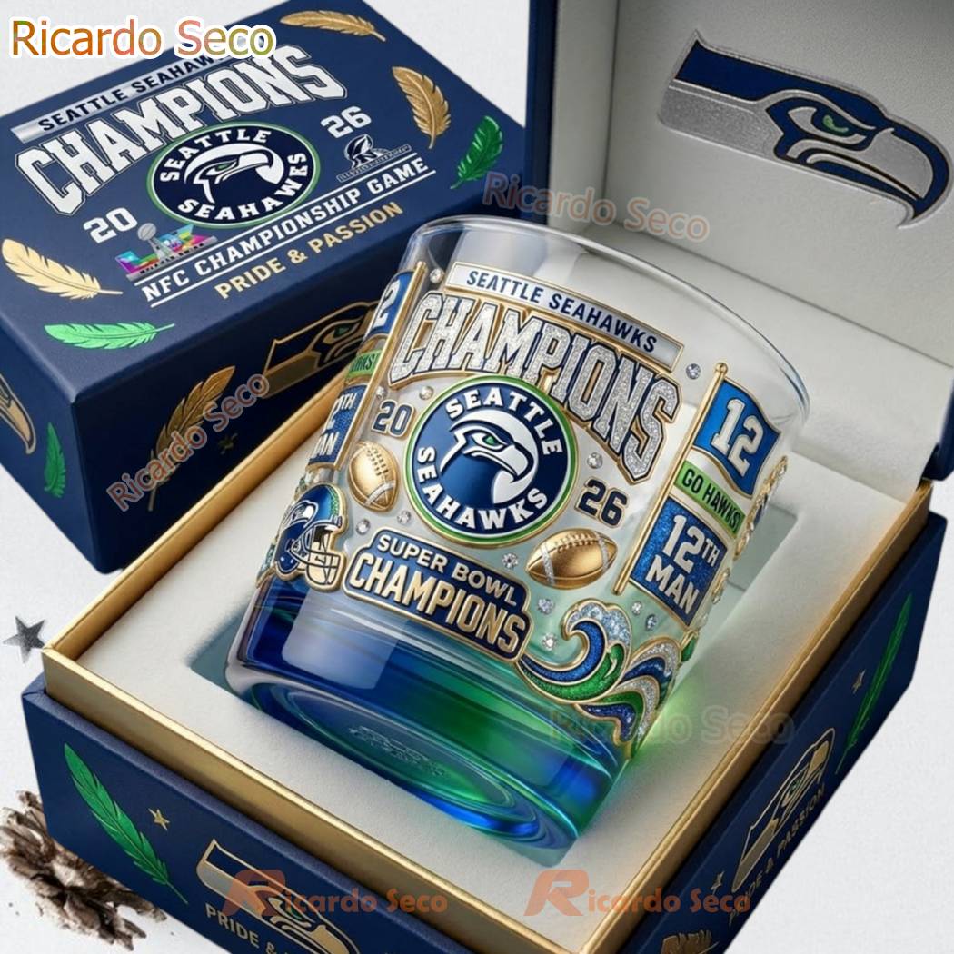 Seattle Seahawks 2026 Super Bowl Champions 12th Man Whiskey Glass 14quX3B
